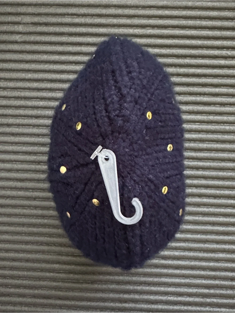 LOFT Navy Blue Studded Ribbed Knit Beanie NWT Gold Embellished Cuff Hat